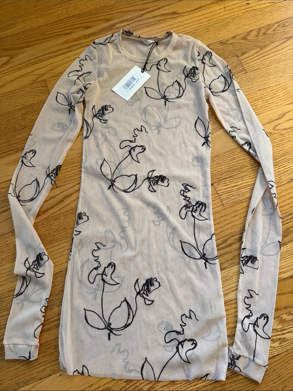 Humanoid Mesh Pink Long Sleeve Shirt Floral Design Small New Cezar
